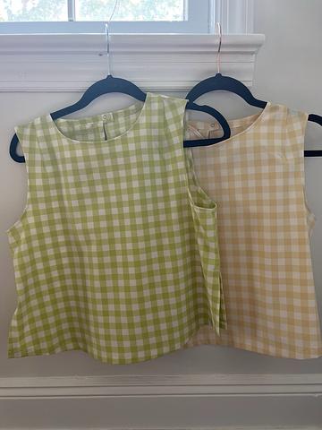 WAYRE - recycled poly checkered tanks small
