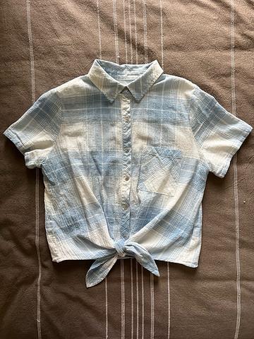 plaid button-down tie front shirt