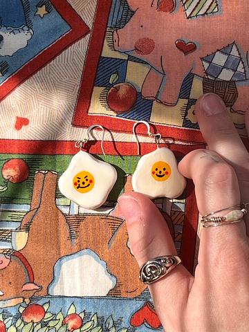 egg clay earrings