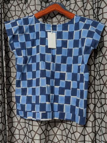 Nmt Monty Cotton Top in Sala Square Blockprint