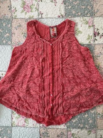 Coral Embroidered Tank Top