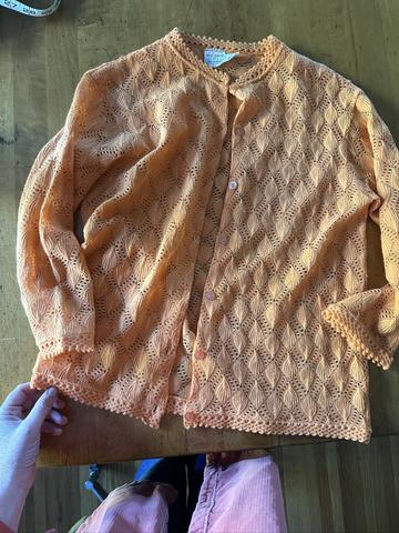 Bright lace knit cardigan