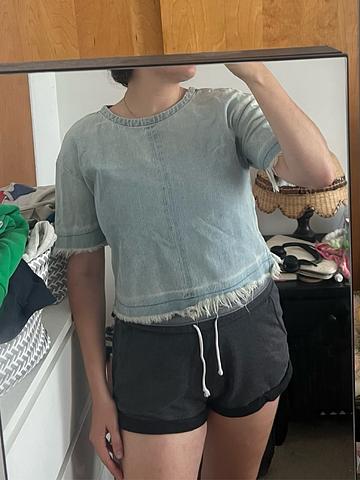 Boxy Light Wash Denim Top