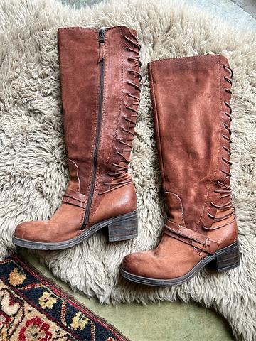 Leather Laceback Tall Boots