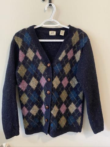 Wool argyle cardigan