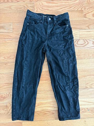 High Rise Black Barrel Jeans