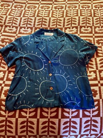 Indigo Sol Block Print Button-Up