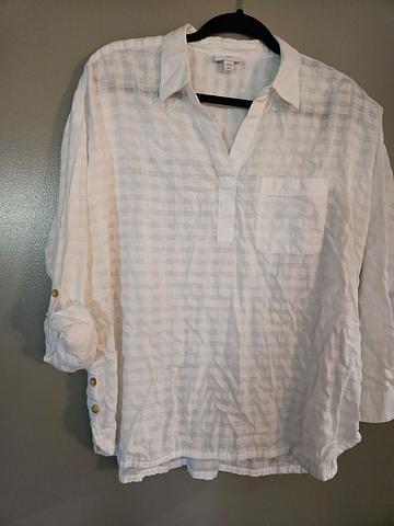 Textured cotton tunic blouse