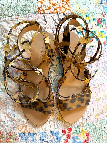 Animal Print Star Wrap Sandals