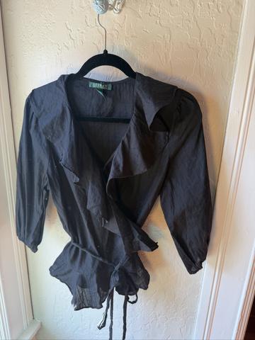 Green Label Ruffle Wrap Top