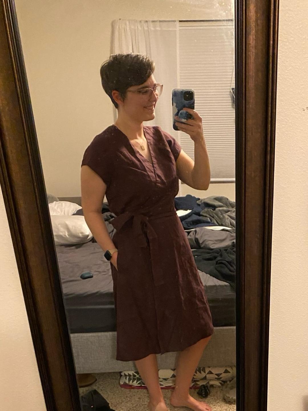not perfect linen wrap dress not Perfect Linen Cannes-2 Wrap Linen Dress in Gray
