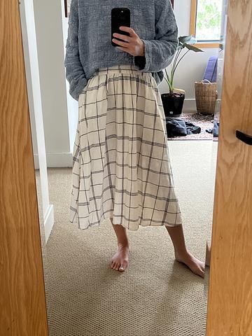 Linen blend check skirt