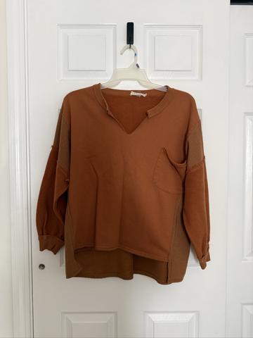 Orange cotton patchwork sweatshirt