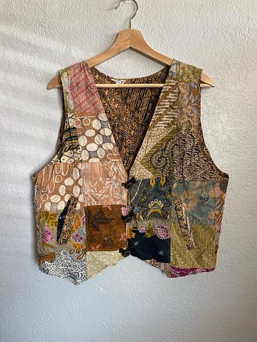 Mended blockprint patchwork vest tank