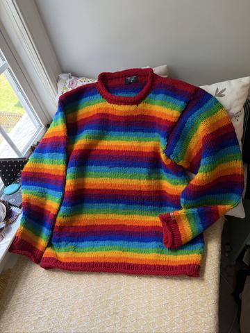 Fantasy Creations Rainbow Wool Sweater (handmade but not by me)