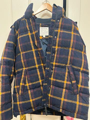 Plaid Wool Puffer Coat