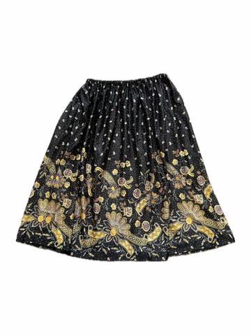 elastic waist paisley & floral skirt