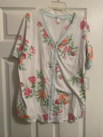 Floral button up sleep top