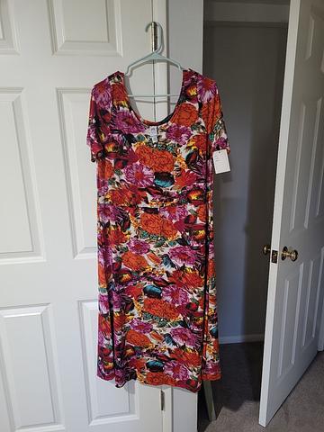 Altar Houseline Megumi Dress in Fall Floral Midi Sleeve xxl xl