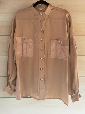 Mirar Tan Silk Button Down
