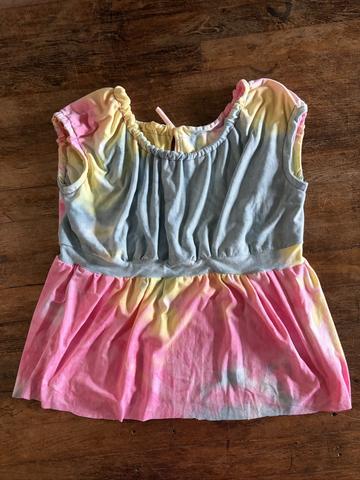 Tie dye knit ruffle blouse
