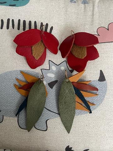 floral leather earrings