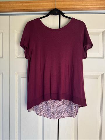 Plum and patterned blouse