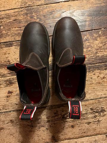 brown leather slip on boots