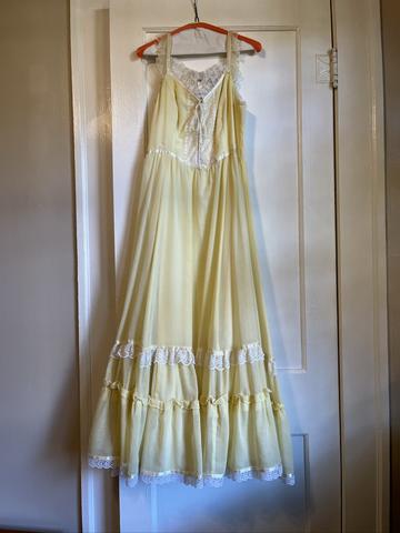 butter yellow dress, altered