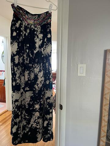 Tye dye embroidered strapless dress