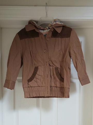 Spring Jacket with Corduroy Trim & Removable Hood