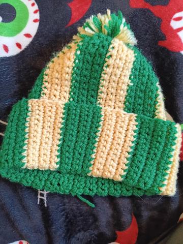 Green & yellow crochet hat