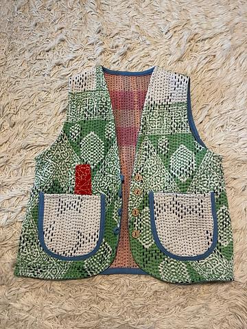 Quilted kantha vest