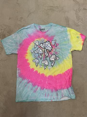 Tie dye metallic mushroom shirt