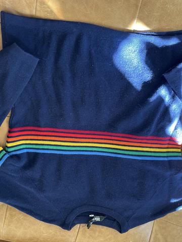 blue rainbow stripe sweater