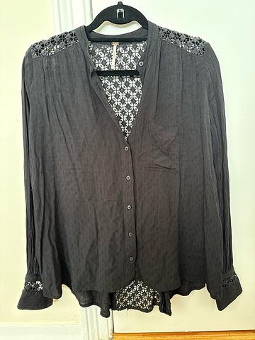 Button Up Top with Crochet Panels