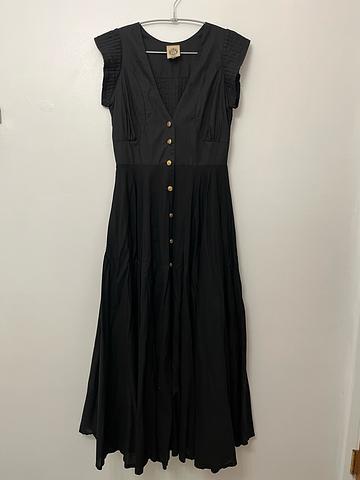 Long cotton twirly black dress