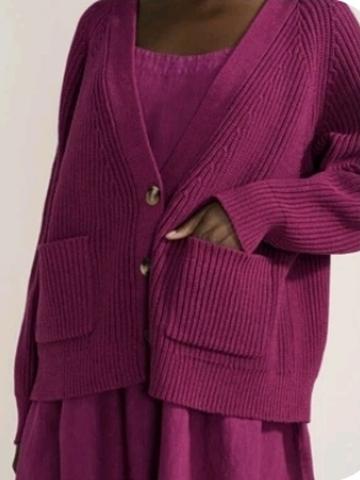 Raspberry Chunky Knit Cardigan
