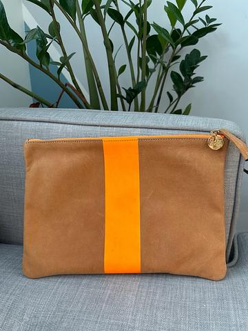 Striped Leather Clutch