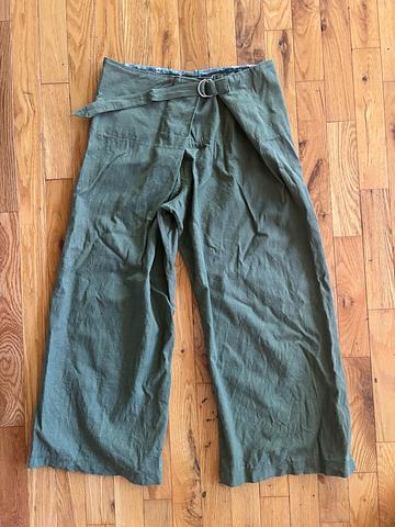 Wrap-style wide leg pants