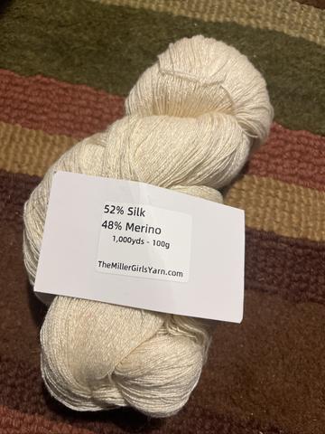 The Miller Girls lace weight silk merino yarn