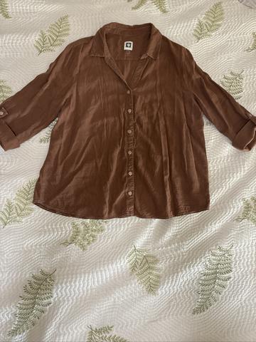 Linen blend button down