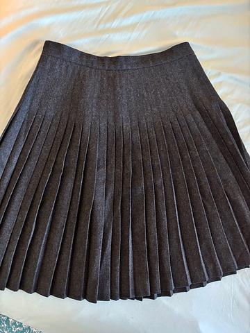 80s Charcoal Pleated Wool Skirt