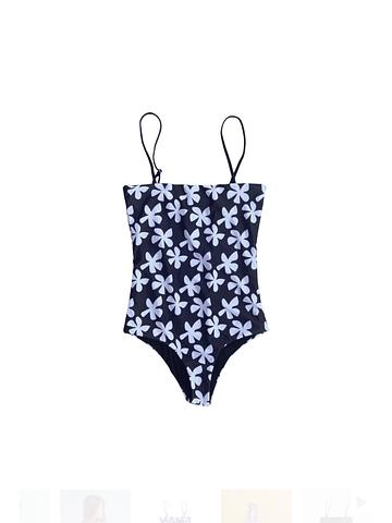 Women's Strappy One Piece in Black Plumeria