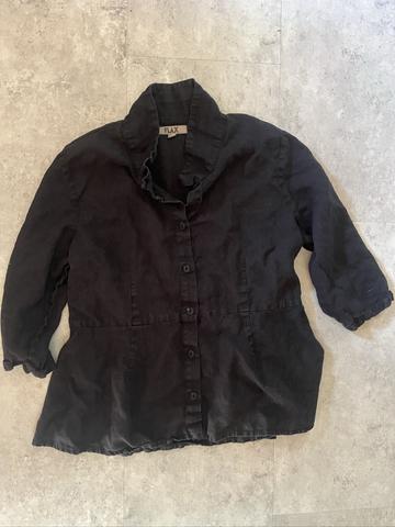 Black linen button down