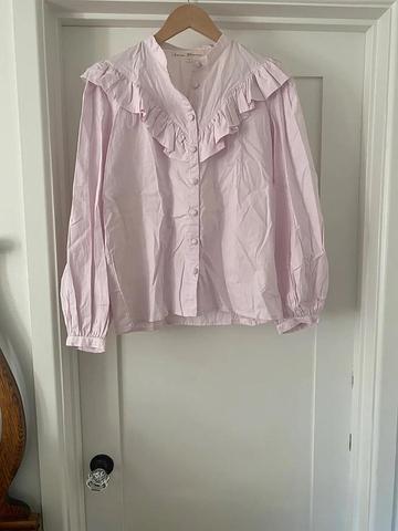 Kara Thoms poplin ruffle blouse