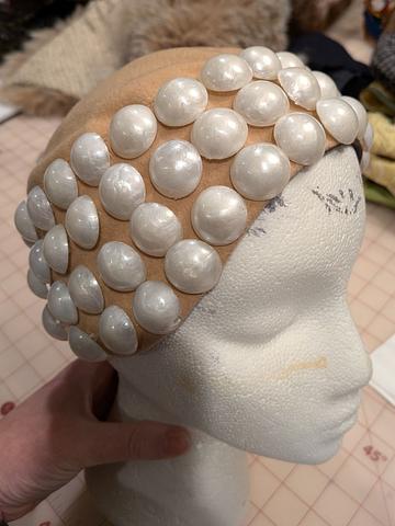 1920's style cloche hat with faux pearls