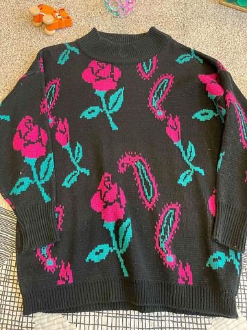 1980s roses and paisley sweater