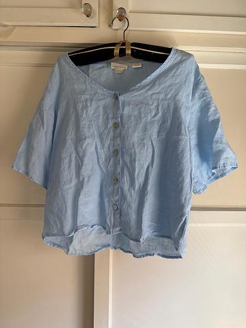 Linen Button Front Blouse