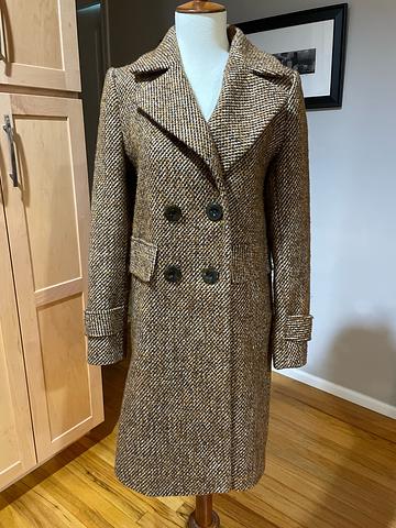 Brown Tweed Peacoat